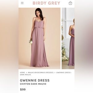 Birdy grey dark mauve bridesmaid dress size small, gwennie